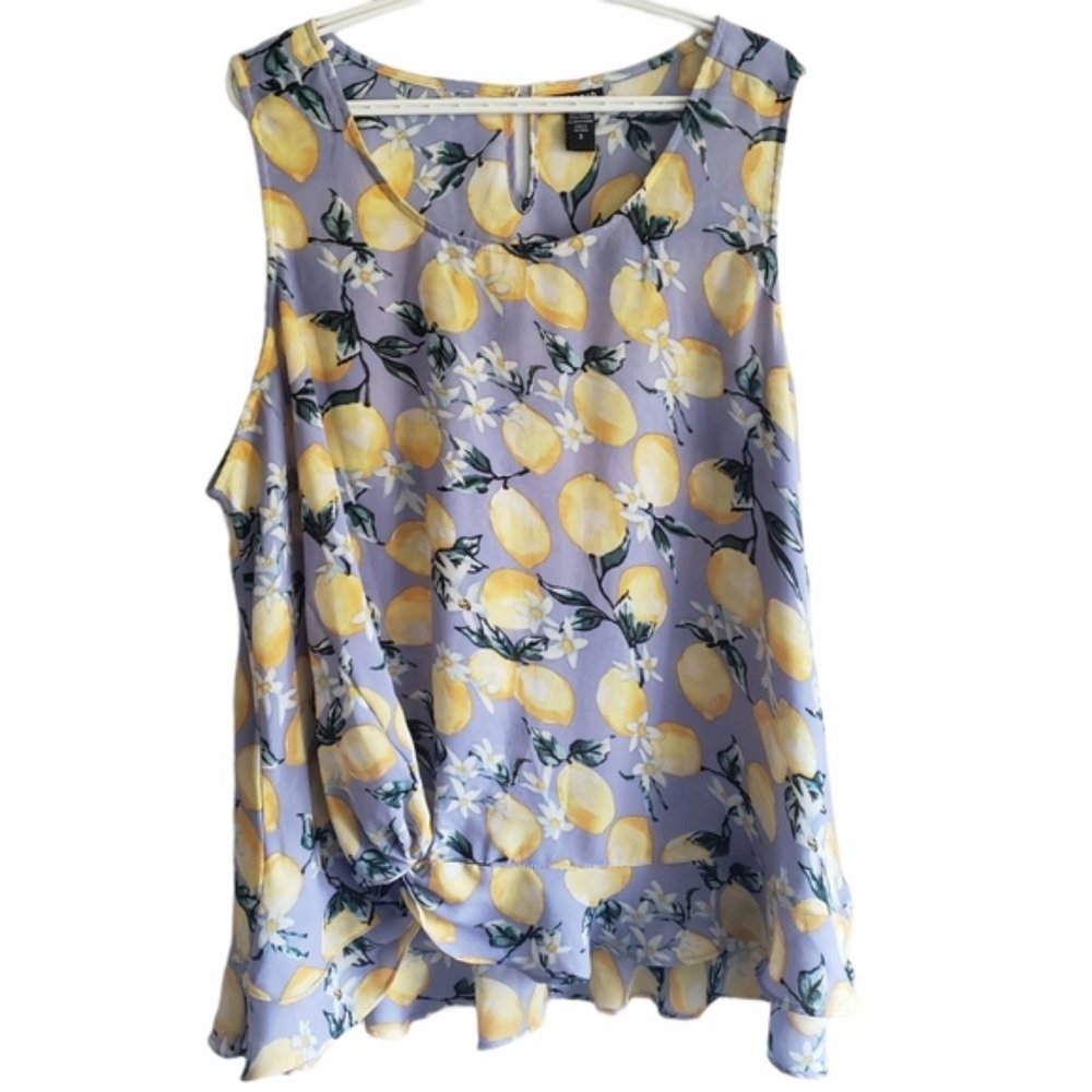 Torrid Lemon Print Flowy Summer Plus Size Tank Top - image 2